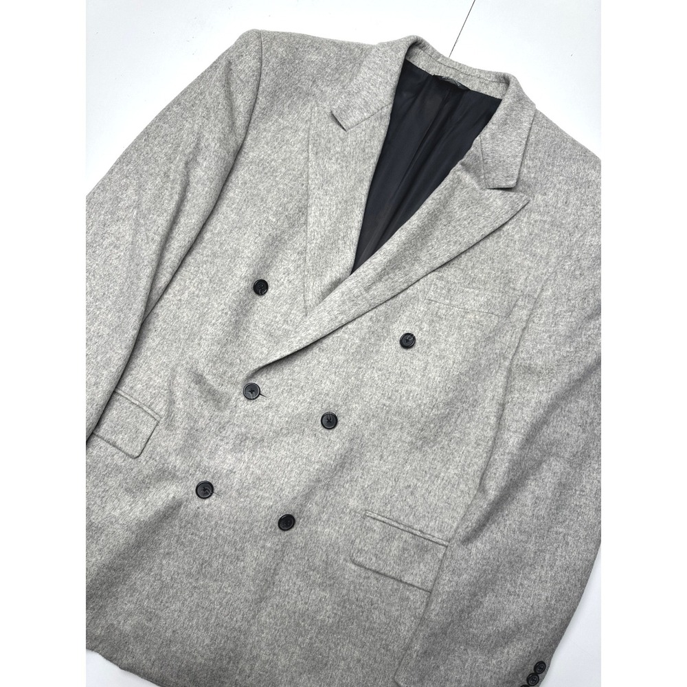 Paul Fredrick 100% Camel Hair Double Breasted Blazer Gray Mens 44R Sport Coat